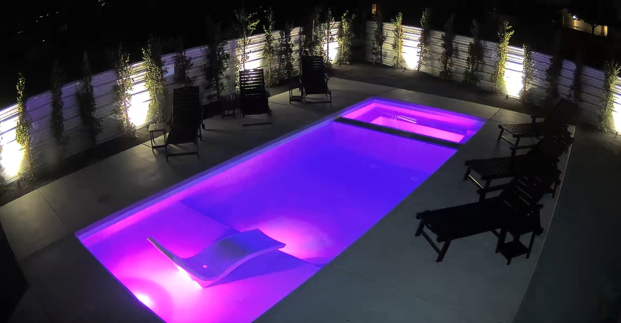 Custom in-ground pool with lighting